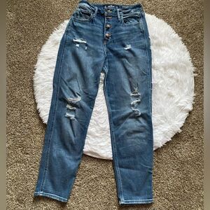 Hollister Ultra High Rise Mom Jeans Button Fly Stretch Womens Size 5R Waist 27